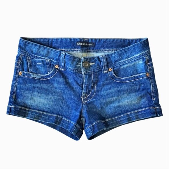 Guess Y2K Denim Low Rise Brat Girl Summer Shorts 16" Waist - Picture 1 of 6